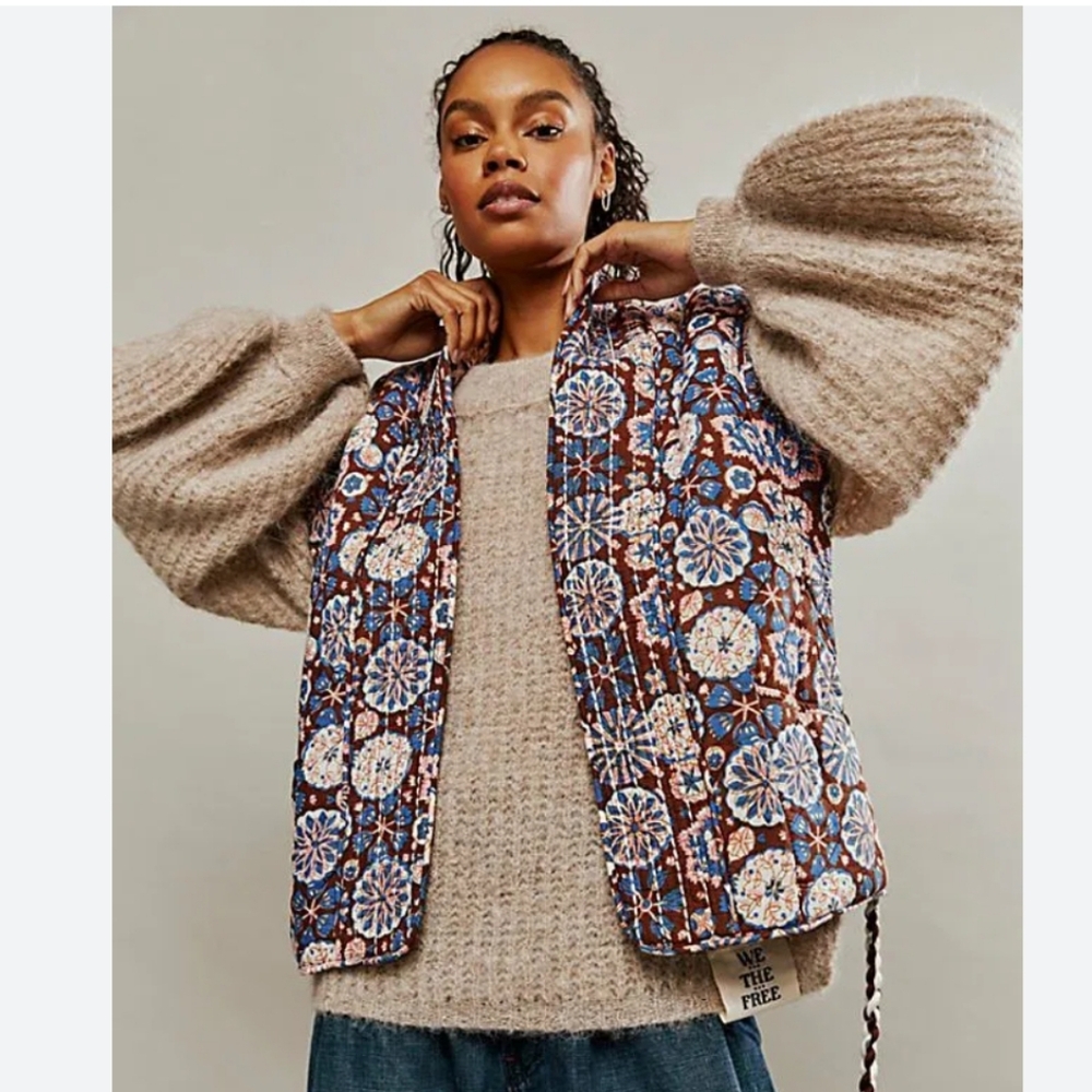 NWT Free People X LLAIN Tie Dye Quilted Vest